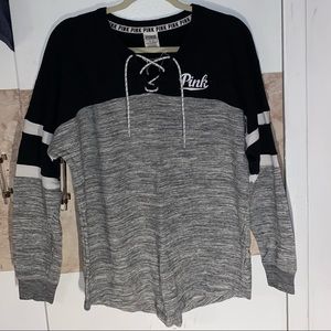 VS PINK Lace Up Varsity Crew